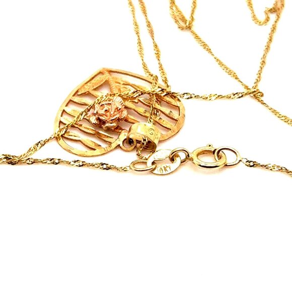 10K Gold Heart/Rose Necklace - Picture 5 of 6